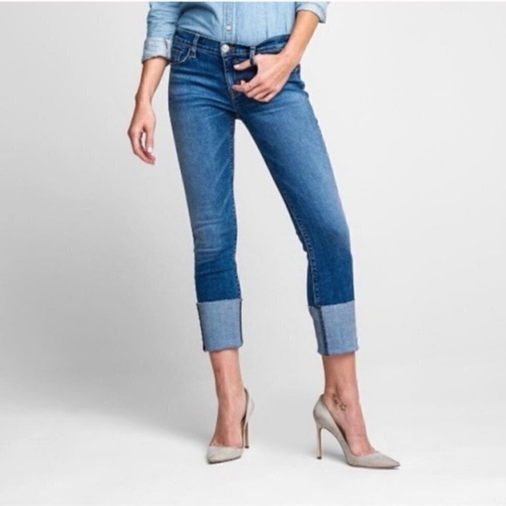 NEW Hudson Tally Deep Cuff Crop Skinny Jeans Size 25